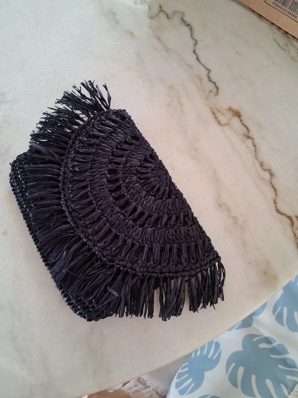 Mar Y Sol Rafia Fringe Clutch - Blue